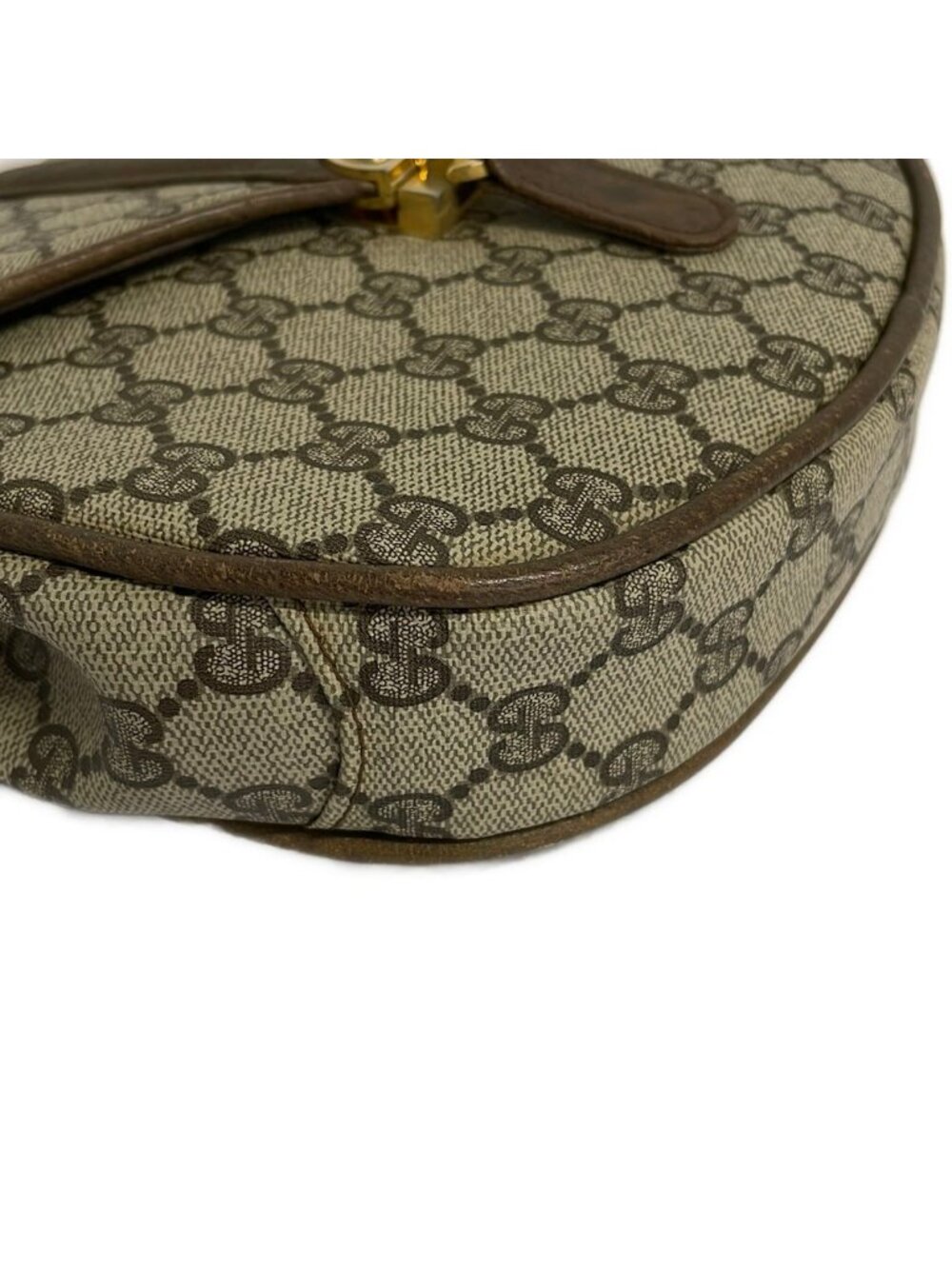 ★SOLD★ Gucci Shoulder Bag Vintage Beige Dark Brown Leather - Picture 6 of 14